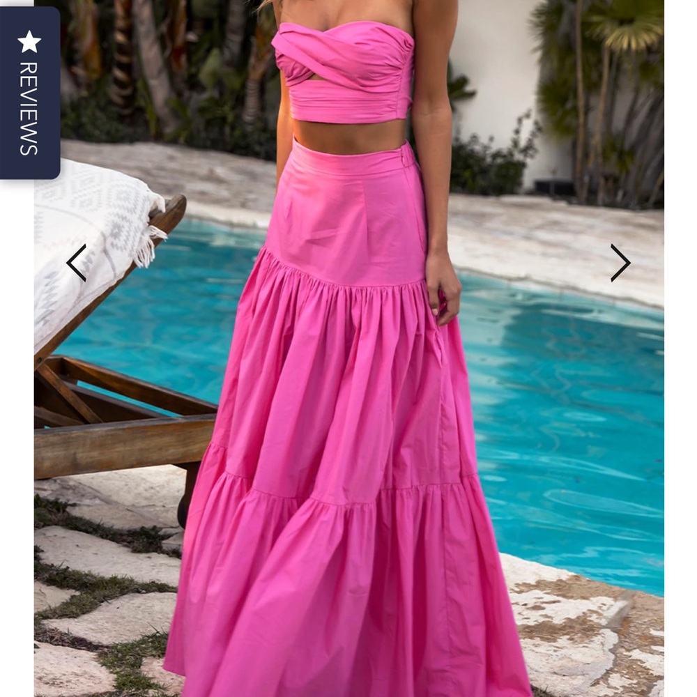 Runaway the label pink bubblegum Ayla ruffle skirt tube top set